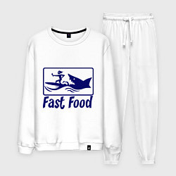 Костюм хлопковый мужской Shark fast food, цвет: белый