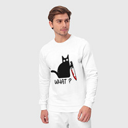 Костюм хлопковый мужской What cat, цвет: белый — фото 2