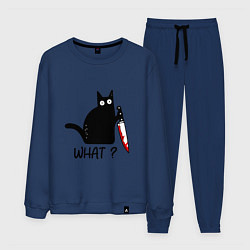 Костюм хлопковый мужской What cat, цвет: тёмно-синий