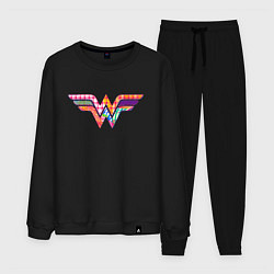 Костюм хлопковый мужской Wonder Woman logo, цвет: черный