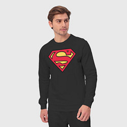 Костюм хлопковый мужской Superman logo, цвет: черный — фото 2