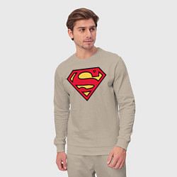 Костюм хлопковый мужской Superman logo, цвет: миндальный — фото 2
