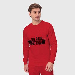 Костюм хлопковый мужской No pain, no gain, цвет: красный — фото 2
