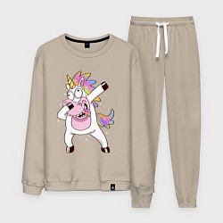 Костюм хлопковый мужской Dabbing Unicorn, цвет: миндальный