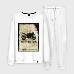 Костюм хлопковый мужской Born to Ride, цвет: белый