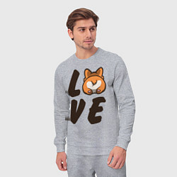 Костюм хлопковый мужской Love Corgi, цвет: меланж — фото 2