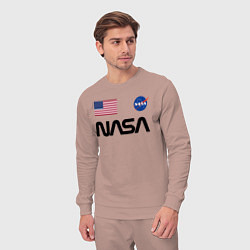 Костюм хлопковый мужской NASA НАСА, цвет: пыльно-розовый — фото 2
