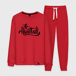 Костюм хлопковый мужской Handball lettering, цвет: красный