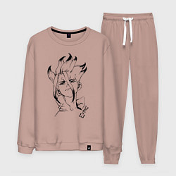 Костюм хлопковый мужской Доктор Стоун, цвет: пыльно-розовый