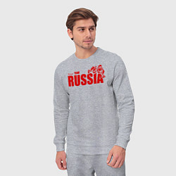 Костюм хлопковый мужской Russia, цвет: меланж — фото 2