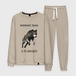 Костюм хлопковый мужской Волк, цвет: миндальный