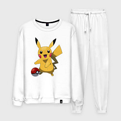 Костюм хлопковый мужской Пикачу, цвет: белый