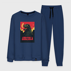 Костюм хлопковый мужской Godzilla, цвет: тёмно-синий