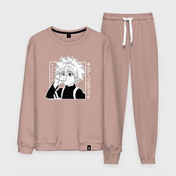 Костюм хлопковый мужской Killua Hunter x Hunter Киллуа, цвет: пыльно-розовый