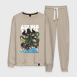 Костюм хлопковый мужской Японский Ктулху, цвет: миндальный