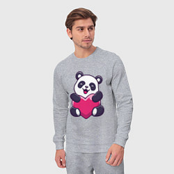 Костюм хлопковый мужской Панда love, цвет: меланж — фото 2
