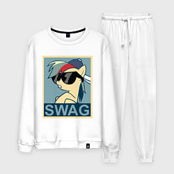 Костюм хлопковый мужской Rainbow Dash swag, цвет: белый