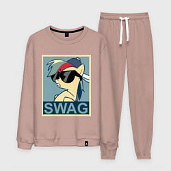 Костюм хлопковый мужской Rainbow Dash swag, цвет: пыльно-розовый