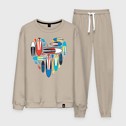 Костюм хлопковый мужской Sup serfing love, цвет: миндальный