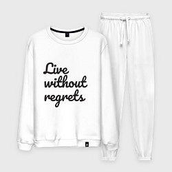 Костюм хлопковый мужской Live without regrets, цвет: белый