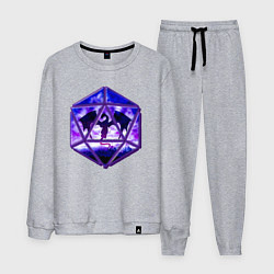 Костюм хлопковый мужской DnD, d20, Dragon, Дракон, ДнД, цвет: меланж