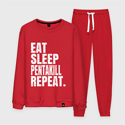 Костюм хлопковый мужской EAT SLEEP PENTAKILL REPEAT, цвет: красный