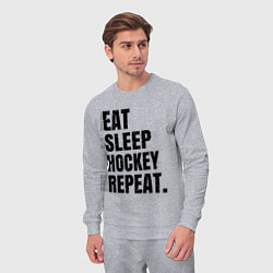 Костюм хлопковый мужской EAT SLEEP HOCKEY REPEAT, цвет: меланж — фото 2