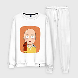 Костюм хлопковый мужской Сайтама One Punch Man, цвет: белый