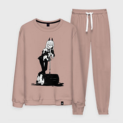 Костюм хлопковый мужской Человек бензопила Пауэр, цвет: пыльно-розовый