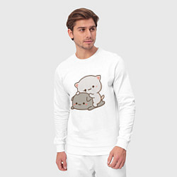 Костюм хлопковый мужской Милые котики, цвет: белый — фото 2