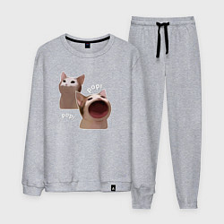 Костюм хлопковый мужской Cat Pop - Мем, цвет: меланж