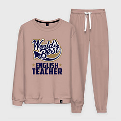 Костюм хлопковый мужской Worlds best English Teacher, цвет: пыльно-розовый
