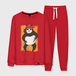 Костюм хлопковый мужской Панда Пират Panda Pirate, цвет: красный