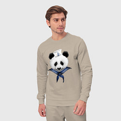 Костюм хлопковый мужской Captain Panda, цвет: миндальный — фото 2