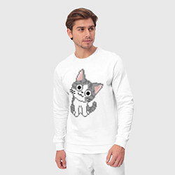 Костюм хлопковый мужской Pixel Cat, цвет: белый — фото 2