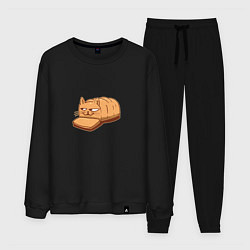 Костюм хлопковый мужской Кот хлеб - Bread Cat, цвет: черный