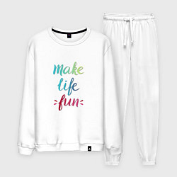 Костюм хлопковый мужской Make life fun, цвет: белый