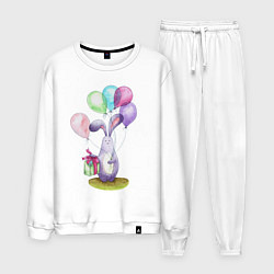 Костюм хлопковый мужской Зай с шариками, цвет: белый
