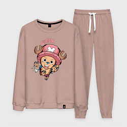 Костюм хлопковый мужской Тони Тони Чоппер One Piece, цвет: пыльно-розовый