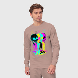 Костюм хлопковый мужской 4 ЧЕРЕПА SKULLS NEON, цвет: пыльно-розовый — фото 2