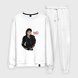 Костюм хлопковый мужской BAD Майкл Джексон, цвет: белый