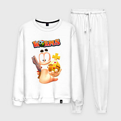 Костюм хлопковый мужской Worms-3D, цвет: белый