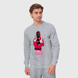 Костюм хлопковый мужской Игра в кальмара - милый котик, цвет: меланж — фото 2