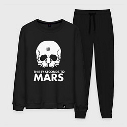 Костюм хлопковый мужской 30 Seconds to Mars белый череп, цвет: черный