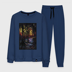 Костюм хлопковый мужской Деревья в ночи, цвет: тёмно-синий