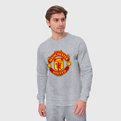 Костюм хлопковый мужской Манчестер Юнайтед логотип, цвет: меланж — фото 2