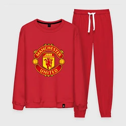 Костюм хлопковый мужской Манчестер Юнайтед логотип, цвет: красный