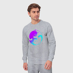 Костюм хлопковый мужской ИНЬ ЯНЬ КОТИКИ В НЕОНЕ, цвет: меланж — фото 2