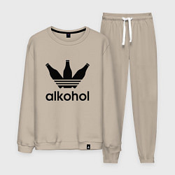 Костюм хлопковый мужской Alcohol в виде Adidas, цвет: миндальный