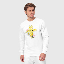 Костюм хлопковый мужской Жирафа с цветком, цвет: белый — фото 2